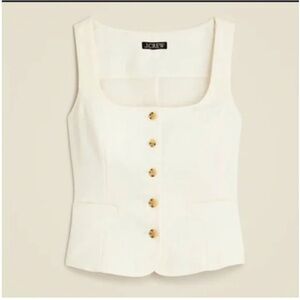 J. Crew | Women's Ivory Scoop Neck Button-Up Blouse Vest - Size 8